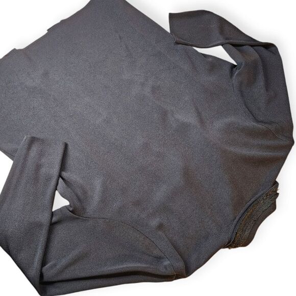 Misook Jacket Womens Medium Black Lux Collared Textured Trim Minimalist Cardigan - Picture 8 of 12